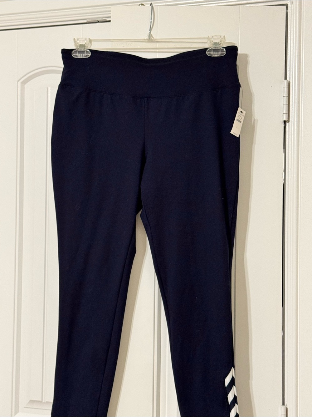 Talbots Navy Leggings with White Chevron Detail